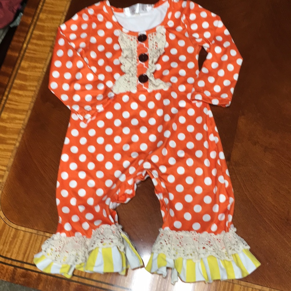 Orange polka dot one piece